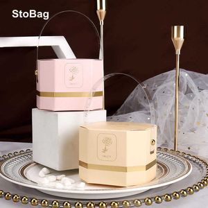 Stobag 5pcs / lot Cand biscotti di coccole confezione cioccolato scatola di imballaggio di nozze Decorazione regalo di laurea per il compleanno Bambino Doccia creativa 210602