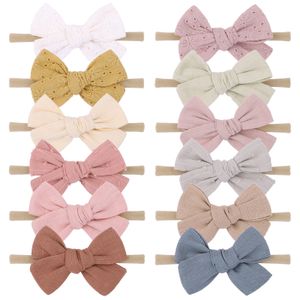 Baby Girls Headbands Nylon Bow Solid Color Hairbands Children Kids Simple Soft Hair Accessories Bowknot Headwear for toddler KHA310