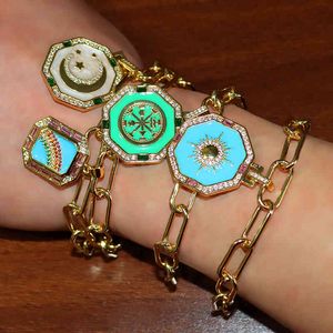 Design Rainbow Sun Moon Stars Bracciali per donne Ragazze Stile turco CZ Stone Fashion Luxury Jewelry pulseras mujer