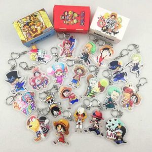 50st / lot grossist tecknad en bit luffy transparent pvc keychain tony chopper roronoa zoro sanj mode tillbehör llaveros h0915