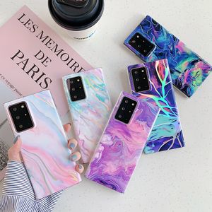 Laser Gradient Marble Phone Cases For Samsung S21 S20 FE S10 S9 Plus A52 A72 A51 A71 A50 Note 20 10 Ring Soft Back Cover