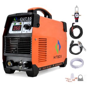 HITBOX 50A 110V 220V Dual Voltage Non Touch Pliot ARC Air Plasma Cutter DC Inverter 60% Duty Cycle All Kinds of Steel Clean Cutting Machine IGBT Technology on Sale