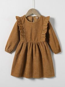 Maluch Girls Wzburzyć Trim Corduroy Dress She01