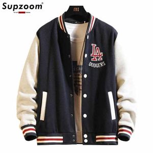 Arrival Preppy Style Cotton Thick Embroidery Rib Sleeve Bomber Jacket Brand Clothing Baseball Autumn Winter Casual 211110