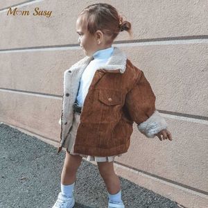 패션 아기 소녀 소년 겨울 재킷 Corduroy 모피 두꺼운 유아 유아 아이 따뜻한 코트 아기 outwear 고품질 의류 1-5Y H0909