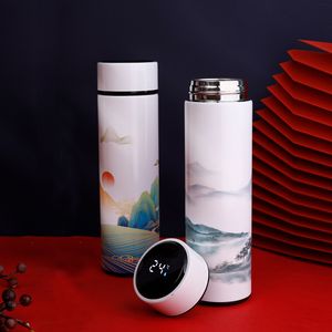 中国風のインテリジェントサーモスコーヒーマグ304ステンレス鋼の真空フラスコ茶注入装置サーモカップウォーターボトルベストギフト