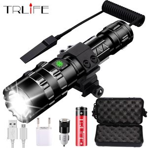 80000 Lumens LED Tactical Flashlight powerful usb Rechargeable lamp L2 Hunting light with Clip Shooting Gun Accessories