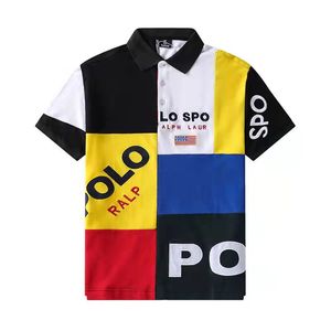 European and American lapel polos shirt men's short-sleeved cotton street fashion color matching high-end handsome T-shirt S-6XL