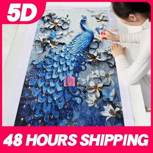 Meian 5D Special Shaped Diamond Painting Kit Peacock Orchid Mosaic Dotz Embroidery Art Full Drill Glue Poured Canvas Home Decor Q0805