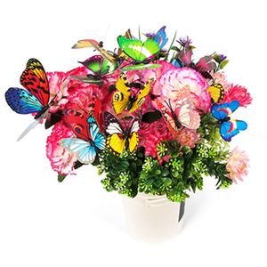 PVC-simulatie enkellaagse plunjer vlinder tuin decoraties ornamenten tuinen bloemstuk bruiloft opknoping b decoratie fhl169-wll