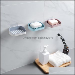 バスルームのaessoriesバスホーム庭園のシャワーの石鹸箱の貯蔵吸盤角4色プラスチックホルダーハンガーラック料理DROP D