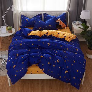 Moda Geometryczny Aloe Bawełniany Pościel Zestaw Pościel 4 SZTUK Księżyc i Zestawy Pościel Gwiazdowa Duvet Cover Arkusz 210319