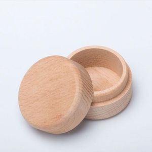 Beech Wood Small Round Storage Box Retro Vintage Ring Box for Wedding Natural Wooden Jewelry Case 136 U2