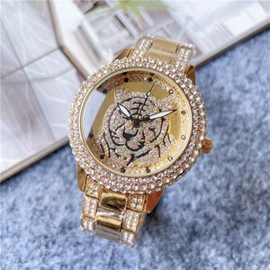 ブランドウォッチメンズ女性タイガークリスタルダイヤモンドスタイル金属製スチールバンドクォーツ腕時計×206