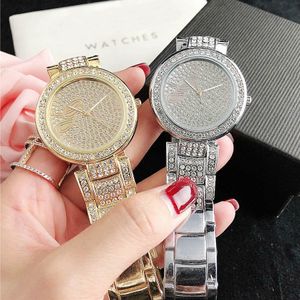 Märke Watches Women Girl Diamond Crystal Big Letters Style Metal Steel Band Quartz With Logo Wrist Watch GS 41