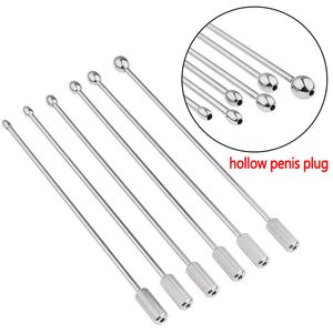 Chastity Devices Hollow Penis Plug Male Urethral Dilator Horse Eye Stimulation Sounding Masturbator Metal Urethrals Catheter Sex Toys for MenStain