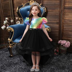 Kid Wedding Dress Children's Gown Sequin Big Bow Princess Evening Dress Girl Party Clothes for 14 Years Old