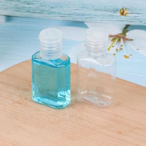 30ml Hand Sanitizer Pet Plastflaska med flip Top Cap Rensa fyrkantiga flaskor för kosmetika Engångshand Sanitizer LLF8590