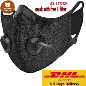 DHL Frakt Individuell Pack Designer Cykling Ansiktsmask aktivt kol med Filter PM2.5 Anti-Porution Sport Training Protection Damm AS