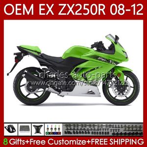 Spritzgusskörper für KAWASAKI NINJA ZX250R ZX 250R EX250 ZX250 R 08 09 10 11 12 Karosserie 81No.126 ZX-250R 2008 2009 Weißgrün 2010 2011 2012 EX250R 08-12 OEM-Verkleidung