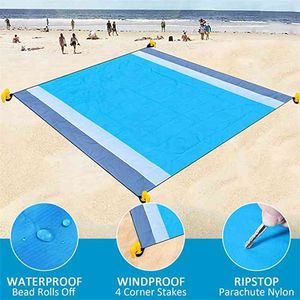 Handtuch Iarge Beach S wasserdichte Decke Outdoor Picknick Camping Matte Tragbare leichte Falttress Sand 210728