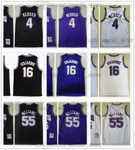 1998-99レトロクリス4ウェバーバスケットボールジャージジェイソン55ウィリアムズペジャ16ストヤコビッチメンブラックパープルホワイトメッシュヴィンテージ