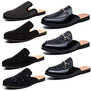 Designer massagres shinestones pães de Princetown Sowers Genuine Leather planvs mulas Moda Sapatos casuais sapatos pretos deslizamentos de deslizamentos 720