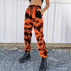 Tie corredores cordões altos cintura longa calça folgada mulheres calças soltas calças outono streetwear roupas inferiores 210510