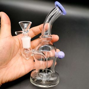 5 Inchs Mini Dab Rigs Glass bong Hookahs Oil Rigs Recycler Bubbler Double comb Percolator Waterpipe With 14mm Joint Unique