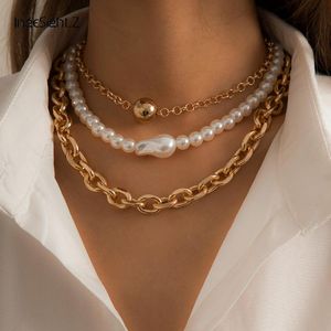Wholesale thick big chain for sale - Group buy Chains IngeSight Z Set Imitation Pearl Baroque Chain Big Ball Choker Necklace Chunky Thick Curb Cuban Pendant Necklaces Jewelry