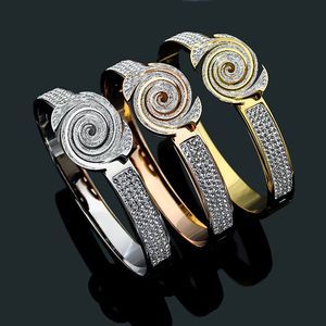 Top Quality CZ Stone Designer Titanium Aço Bangles Explosão Letra Lama Broca Completa Diamante Love Pulseira Preço Atacado Jóias