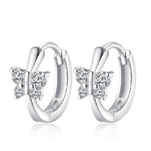 Women Girl Cute Zircon Crystal Butterfly Hoop Earring Gift Earrings for Love Friend Fashion Jewelry Accessories