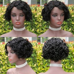 Короткие вьющиеся человеческие волосы Bob WIG 150% T Pixie Cut Brazilian Virgin Heake Lace Front Парики Натуральная линия для чернокожих женщин