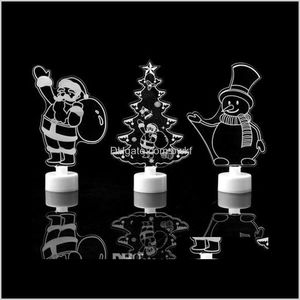 장식 축제 용품 홈 Garden3D LED 야간 조명 램프 침실 장식 산타 클로스 / 눈사람 / 수건 / 크리스마스 트리 플래시 라이트 웨딩