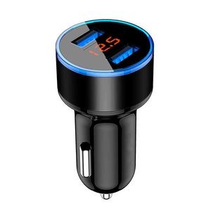 Universal Car Charger USB Vehicle DC12V-24V 5V 3.1A Dual 2 Port Power Adapter med spänningsvisning Hög kvalitet