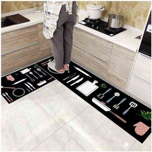 Modern Anti-slip Home Kitchen Mat Cartoon Soft Rug Bath Long Strip Absorption Doormat Entrance Balcony el Living Room Carpet 211109