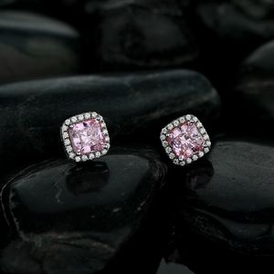 100% 925 Sterling Silver Pink Sapphire Citrine Created Moissanite Gemstone Ear Studs Earrings Fine Jewelry Whole