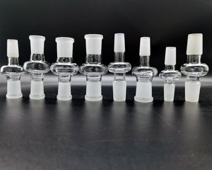 Glas bong drop down adapter hookahs tillbehör Man till kvinnlig gemensam omvandlare mm för vattenrör Bongs oljeplattor