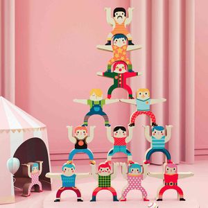 12 Pieces Wooden Hercules Acrobatic Balancing Blocks Stacking play Games Toddler Educational Toys For Kids