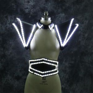 Dekoracja imprezowa RE40 Taniec balowy LED LED Costume Dj Luminous ramię nosze strój zbroi kamizelka ubrania robot mężczyzn garnitur wykonać ds