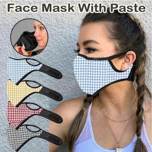 Plaid Print Face Masks PM2.5 Filter med pasta Unisex Vuxen Andningsbar munskydd Utomhus Vindtäta dammtäta cykelmaskar das297