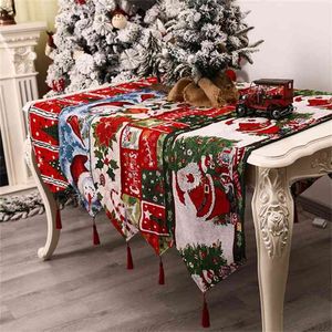 Juldekoration Linne tryckt bord sjunker tyg placemat dekorationer för hem runner flaggor 210709