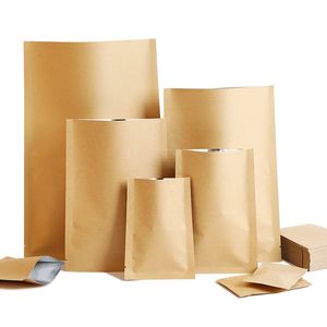 Partihandel 100st Open Top Kraft Paper Folie Väskor Självförsegling Köttmuttrar Te Torkad Frukt Färskt Förvaringspåsar Förpackning Fabrikspris Expert Design Kvalitet