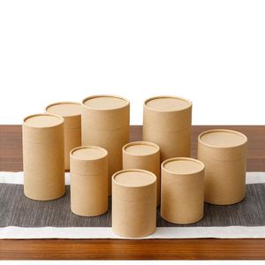 10 stks partij Kraft Papier Tube Ronde Cilinder Thee Koffie Container Box Biologisch afbreekbaar Kartonnen Verpakking voor Tekening T shirt Wierook Gift Wrap