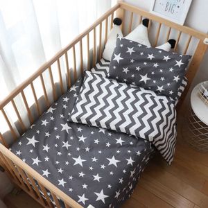 3 Sztuk Baby Pościel Zestaw do Noworodków Star Pattern Kid Bed Linen Boy Pure Cotton Woven Crib Duvet Cover Cover Pillocase Arkusz