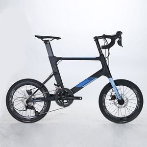 451 Wheel Double Disc Brake Carbon Fiber Small Wheeled Bike Bicycle 18 22 Speed Road Bicycle Bikes Multi Speed City Bicycles