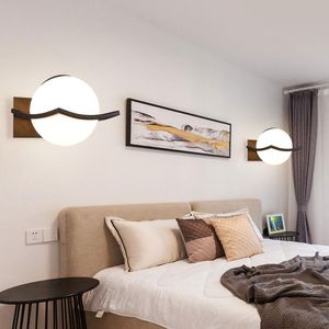 Wall Lamp Nordic Bedside Bedroom Living Room Decoration Background Modern Simple Fashion Engineering Round Glass