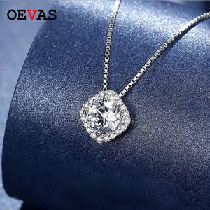 OEVAS Real Color Moissanite Pendant Necklaces For Women 100% 925 Sterling Silver Sparkling Wedding Party Fine Jewelry