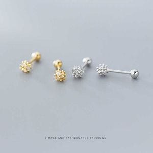 Oryginalny Sterling Silver Blooming Dandelion Wykwintne stadniny Kolczyki dla kobiet Prezent Moda Plant Ear Pin Fine Jewelry