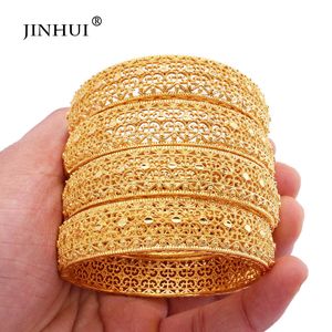 Afrikanischer Großhandel 24 Karat vergoldet, kann offene Armreifen, Schmuck, Schmuck, Dubai, indisches Armband, Hochzeitsgeschenke für Frauen, Armbänder Q0717